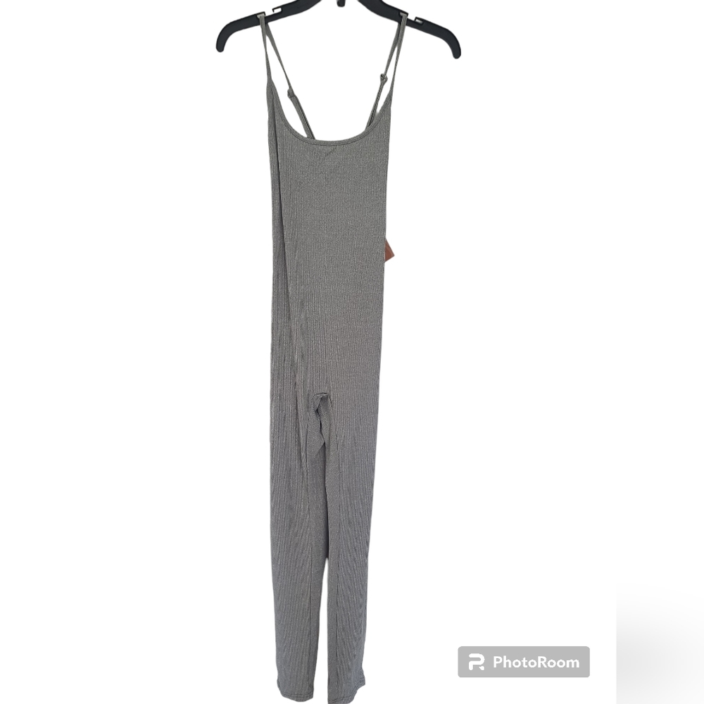 Shein SXY Ribbed Sleeveless Spaghetti Strap Jumpsuit Gray Size M